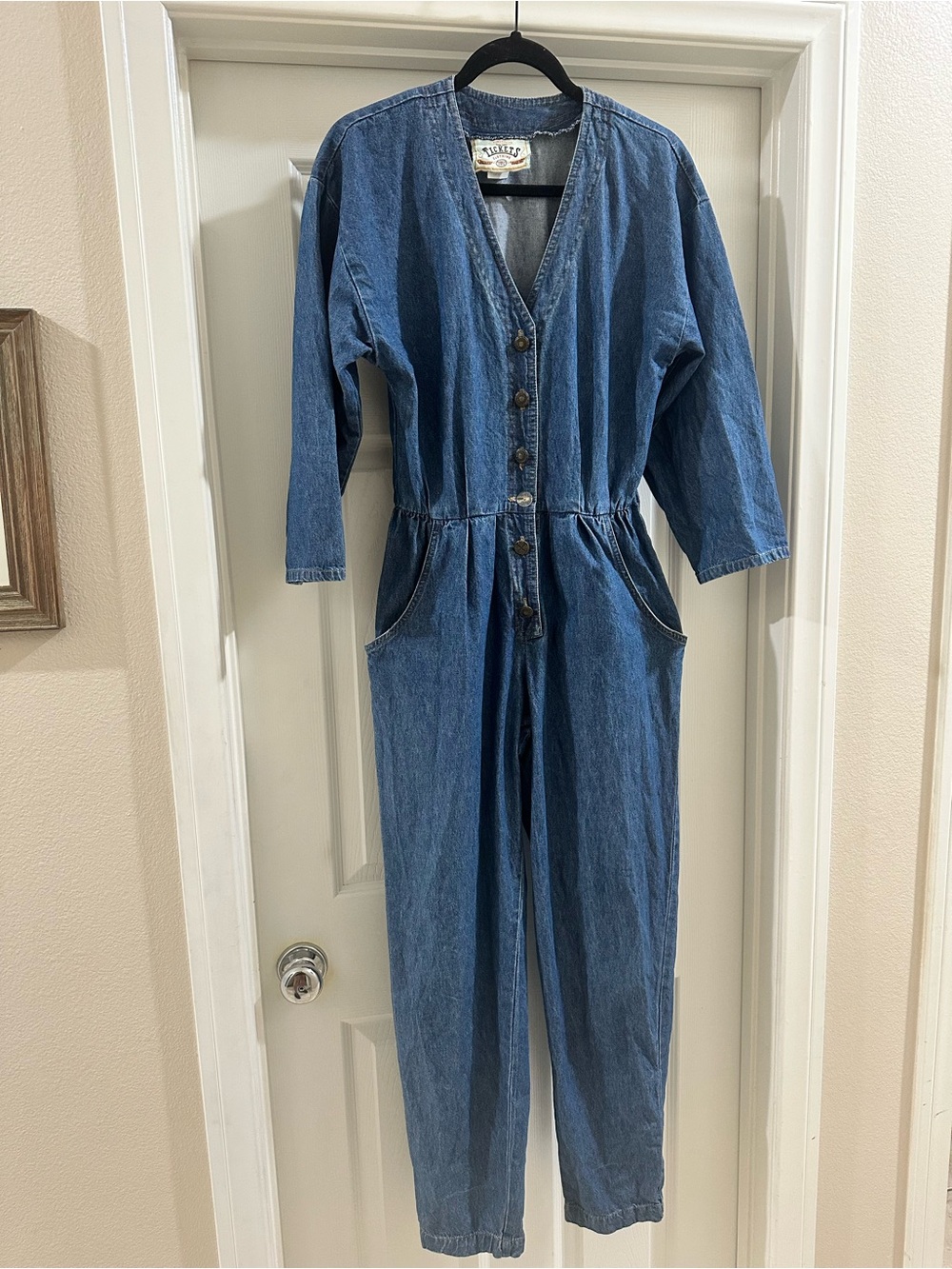 Vintage Tickets blue denim jumpsuit